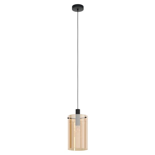 Светильник подвесной Polverara 39537 Eglo янтарный 1 лампа, основание чёрное в стиле современный 