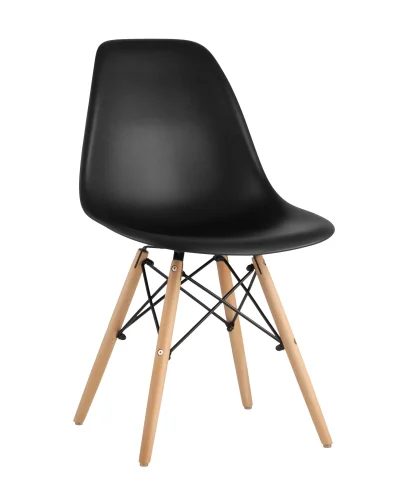 Стул EAMES, черный, дер. Ножки УТ000000179 Stool Group, чёрный/пластик, ножки/дерево/коричневый, размеры - ****460*530