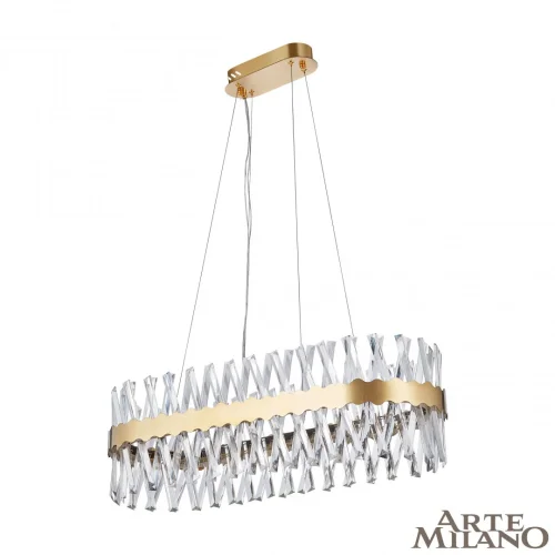 Люстра подвесная LED с пультом AM-Venezia 311096/L800 BS Arte Milano прозрачная на 1 лампу, основание латунь в стиле современный с пультом фото 5