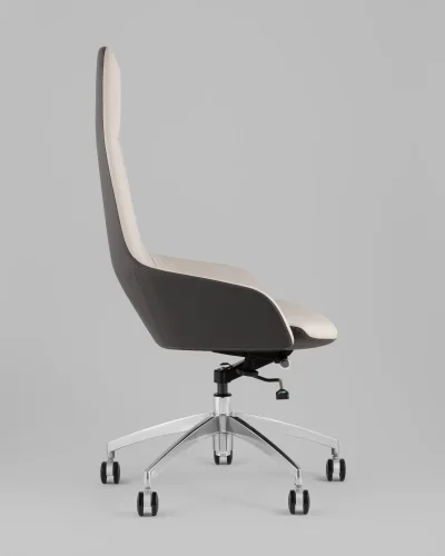 Кресло руководителя TopChairs Soulo, бежевый, серый УТ000039418 Stool Group, бежевый/экокожа, ножки/металл/хром, размеры - *1220**** фото 3