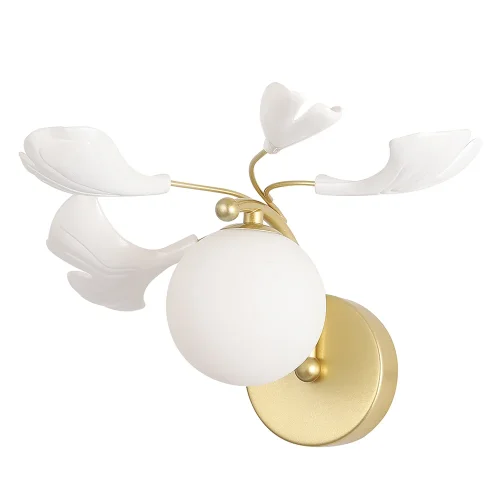 Бра COLIBRI AP1 GOLD Crystal Lux белый на 1 лампа, основание золотое в стиле флористика шар