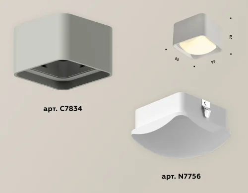 Светильник накладной Techno Spot XS XS7834011 Ambrella light серый 1 лампа, основание серое в стиле хай-тек современный квадратный фото 2