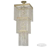 Люстра каскадная хрустальная 83302/40IV-100 G Bohemia Ivele Crystal прозрачная на 14 ламп, основание золотое в стиле современный классический r