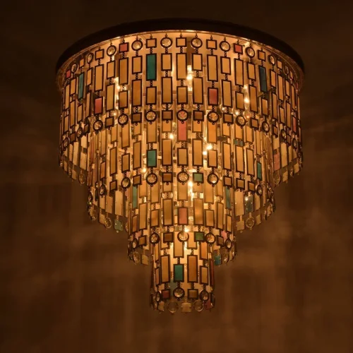 Люстра потолочная Марокко 185010710 MW-Light бежевая разноцветная на 10 ламп, основание золотое бежевое в стиле современный восточный  фото 3