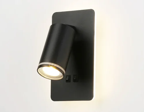 Бра с выключателем LED FW2466 Ambrella light чёрный на 1 лампа, основание чёрное в стиле хай-тек современный  фото 4