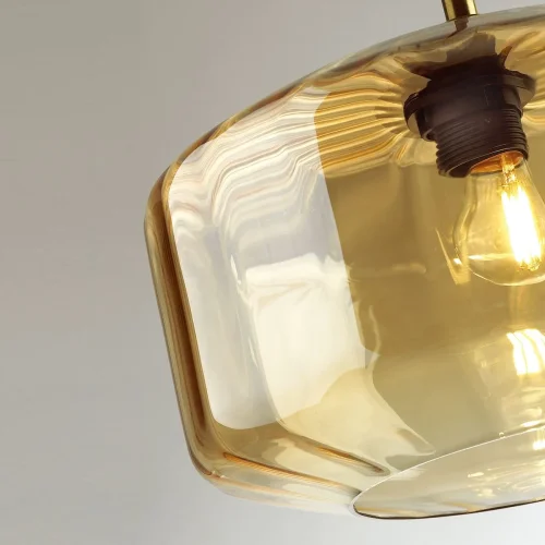 Светильник подвесной Binga 4747/1 Odeon Light янтарный 1 лампа, основание бронзовое в стиле модерн выдувное фото 3