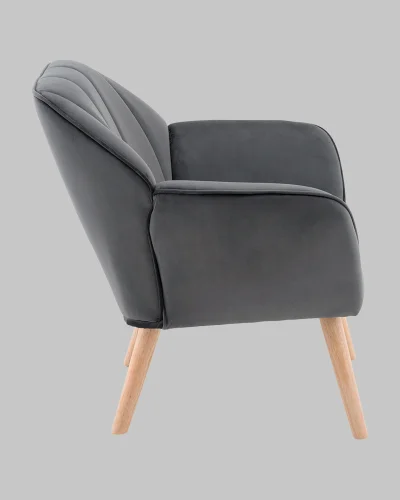 Кресло Руди серый УТ000040114 Stool Group, серый/велюр, ножки/массив гевеи/бежевый коричневый, размеры - *750****мм фото 4