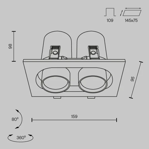Светильник точечный LED Hidden DL045-02-10W4K-B Maytoni чёрный на 2 лампы, основание чёрное в стиле современный хай-тек фото 10