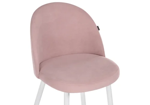 Барный стул Сондре пыльно-розовый / белый 464888 Woodville, розовый/велюр, ножки/металл/белый, размеры - ****500*600 фото 5