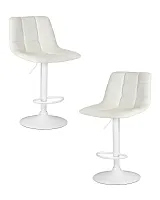 Стул барный набор 2 шт. SET-2 5017_WhiteBase-LM TAILOR WHITE, цвет сиденья белый, цвет основания белый Dobrin, /экокожа, ножки/металл/белый, размеры - 920*1130***470*490