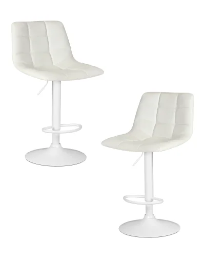 Стул барный набор 2 шт. SET-2 5017_WhiteBase-LM TAILOR WHITE, цвет сиденья белый, цвет основания белый Dobrin, /экокожа, ножки/металл/белый, размеры - 920*1130***470*490