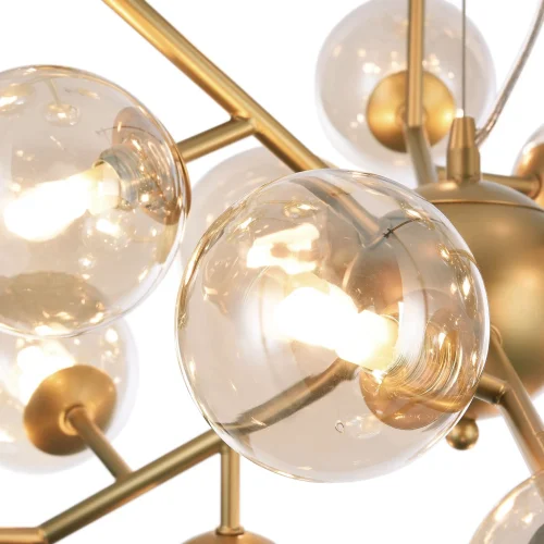 Люстра подвесная Dallas MOD545PL-24G Maytoni бежевая прозрачная янтарная на 24 лампы, основание золотое в стиле современный молекула шар фото 4