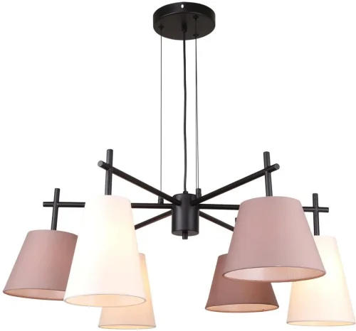 Люстра подвесная Carino 4621-6P F-promo бежевая коричневая на 6 ламп, основание чёрное в стиле современный 