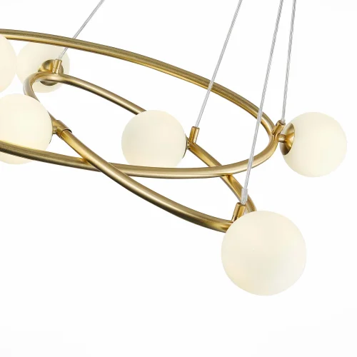 Люстра подвесная Rialto SL1508.203.07 ST-Luce белая на 7 ламп, основание золотое в стиле современный шар фото 3