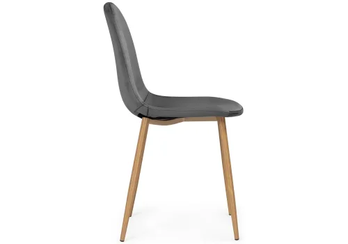 Стул на металлокаркасе Lilu dark grey / wood 15122 Woodville, серый/велюр, ножки/металл/натуральный, размеры - ****440*510 фото 3
