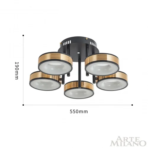 Люстра потолочная LED Ferrara-71040 271040/5R BK/GD Arte Milano белая на 1 лампу, основание чёрное в стиле современный хай-тек фото 3