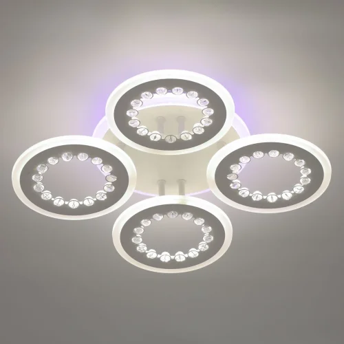 Люстра потолочная LED с пультом Мадлен 424013505 DeMarkt белая на 1 лампа, основание белое в стиле хай-тек с пультом кольца фото 2