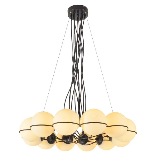 Люстра подвесная LSP-8177 Lussole белая на 12 ламп, основание чёрное в стиле современный шар