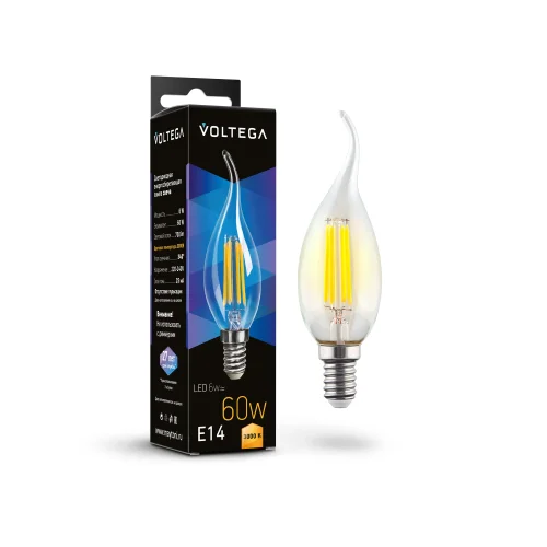 Светодиодная лампа Crystal Candle wind 6W 3000K E14 7209 Voltega E14 6вт