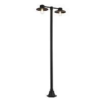 Парковый светильник Basko SL9542.705.02 ST-Luce уличный IP графит чёрный на 2 лампы, плафон прозрачный в стиле лофт E27