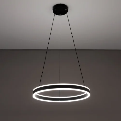 Светильник подвесной LED с пультом Дуэт CL719501 Citilux чёрный 1 лампа, основание чёрное в стиле современный минимализм кольца с пультом фото 5