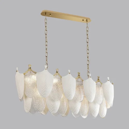 Люстра подвесная Porcela 5051/14 Odeon Light прозрачная белая на 14 ламп, основание золотое в стиле современный флористика  фото 4