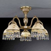 Люстра потолочная  PL 6326/5 Reccagni Angelo прозрачная белая на 5 ламп, основание золотое в стиле классический 