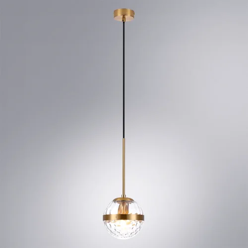 Светильник подвесной Delacrua A7770SP-1PB Arte Lamp прозрачный 1 лампа, основание медь в стиле современный  фото 2