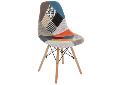 Деревянный стул Multicolor 11729 Woodville, разноцветный/ткань, ножки/массив бука/натуральный, размеры - ****470*500 фото 5