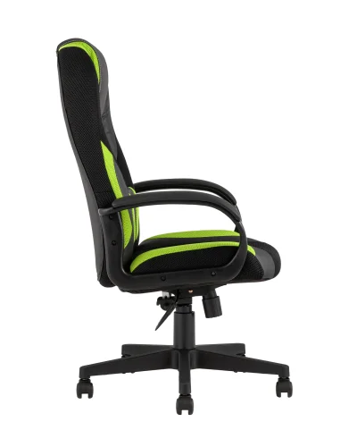Кресло игровое TopChairs ST-CYBER 9 GREEN (Спинка и сиденье комбо ткань/экокожа, цвет черный/зеленый УТ000034844 Stool Group, зелёный/экокожа, ножки/металл/чёрный, размеры - ****660*700 фото 6
