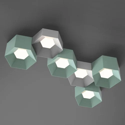 Светильник потолочный HEXAGON A 101669-26 ImperiumLoft зелёный на 3 лампы, основание зелёное в стиле современный фото 19