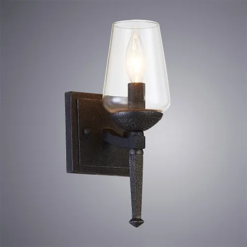 Бра Stefan A1722AP-1BA Arte Lamp прозрачный на 1 лампа, основание чёрное в стиле замковый  фото 2