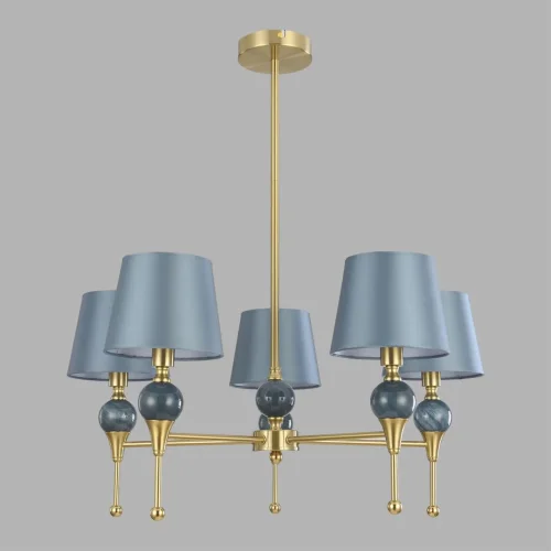 Люстра на штанге Eletra 8416/5 Lumion синяя на 5 ламп, основание латунь в стиле классический фото 3 Люстра на штанге Eletra 8416/5 Lumion синяя на 5 ламп, основание латунь в стиле классический фото 3