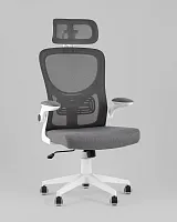 Кресло офисное TopChairs Airone, серый, в ткани УТ000040352 Stool Group, серый/сетка текстиль, ножки/металл/белый, размеры - *1250****