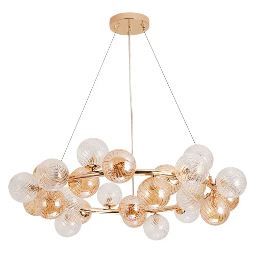 Люстра подвесная Etereo A5261LM-25GO Arte Lamp янтарная на 25 ламп, основание золотое в стиле современный шар