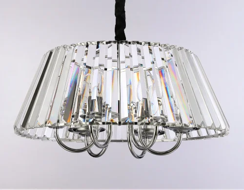 Люстра подвесная TR5038 Ambrella light прозрачная на 6 ламп, основание хром в стиле классический современный  фото 5