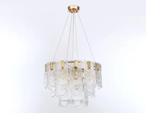 Люстра подвесная TR5388 Ambrella light прозрачная на 12 ламп, основание золотое в стиле классический современный  фото 7