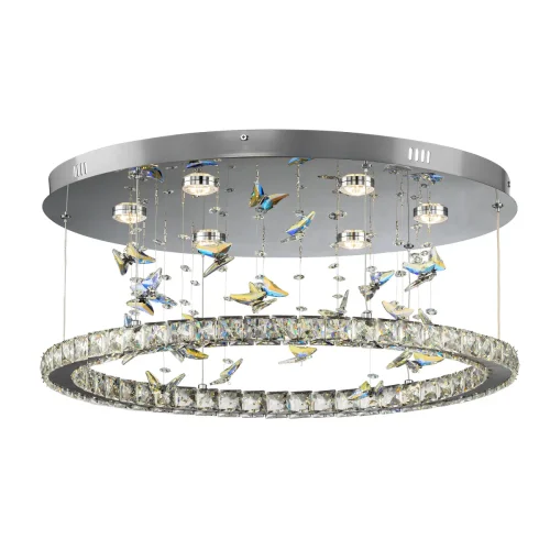 Люстра потолочная LED с пультом Etera CL322050 Citilux прозрачная на 1 лампу, основание хром в стиле современный хай-тек флористика с пультом фото 7