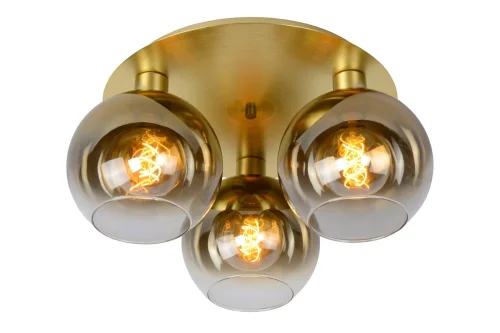 Светильник потолочный Marius 74114/03/02 Lucide серый 3 лампы, основание матовое золото в стиле винтаж современный 