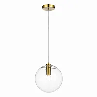 Светильник подвесной Noor SL1056.213.01 ST-Luce прозрачный 1 лампа, основание золотое в стиле современный шар