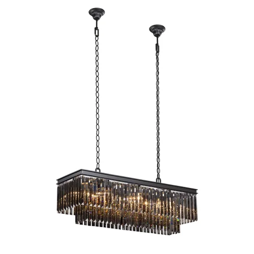 Люстра подвесная V5159-1/10 Vitaluce серая чёрная на 10 ламп, основание чёрное в стиле классический современный 