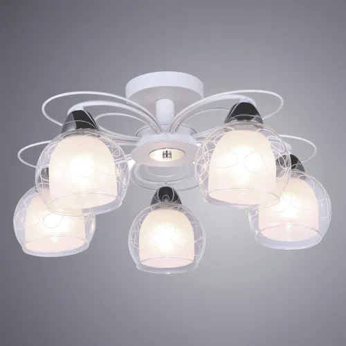 Люстра потолочная Sansa A7585PL-5WH Arte Lamp прозрачная на 5 ламп, основание белое в стиле современный  фото 2