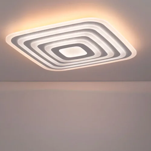 Светильник потолочный LED RGB с пультом Триест Смарт CL737A100E Citilux белый 1 лампа, основание белое в стиле современный хай-тек с пультом квадраты фото 7