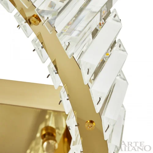 Люстра потолочная LED с пультом AM-Venezia 316223/D600 GD Arte Milano прозрачная на 1 лампу, основание золотое в стиле современный с пультом фото 2