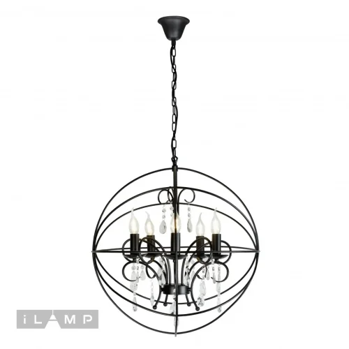 Люстра подвесная Life 8774-5 BK iLamp чёрная на 5 ламп, основание чёрное в стиле современный американский лофт 