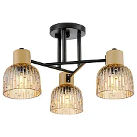 Люстра потолочная 213-027-03 Velante янтарная на 3 лампы, основание чёрное в стиле современный 