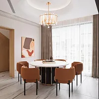 Люстра на штанге Sorrento-3309 373309/6/350/470 GD Arte Milano янтарная прозрачная на 6 ламп, основание золотое в стиле современный 