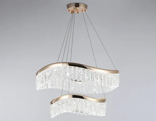Светильник подвесной LED TR49728 Ambrella light прозрачный 1 лампа, основание золотое в стиле современный хай-тек кольца фото 6