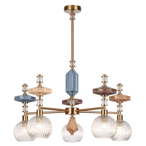 Люстра на штанге Terra 5414/5 Odeon Light прозрачная на 5 ламп, основание античное бронза латунь в стиле классический современный фото 3