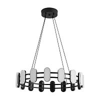 Люстра подвесная LED Ovela 8342/35L Lumion белая на 1 лампу, основание чёрное в стиле минимализм современный хай-тек кольца